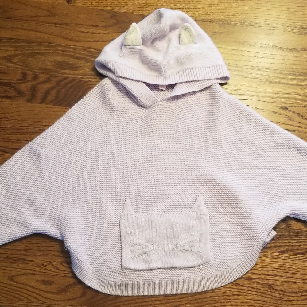 Girls Cat & Jack Knit Kitty Poncho Sweater Size M